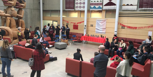 SFU students, faculty, staff, and witnesses gather to remember and bring awareness to Missing and Murdered Indigenous Women, youth, Two-S...